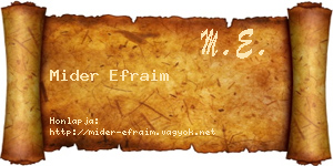 Mider Efraim névjegykártya